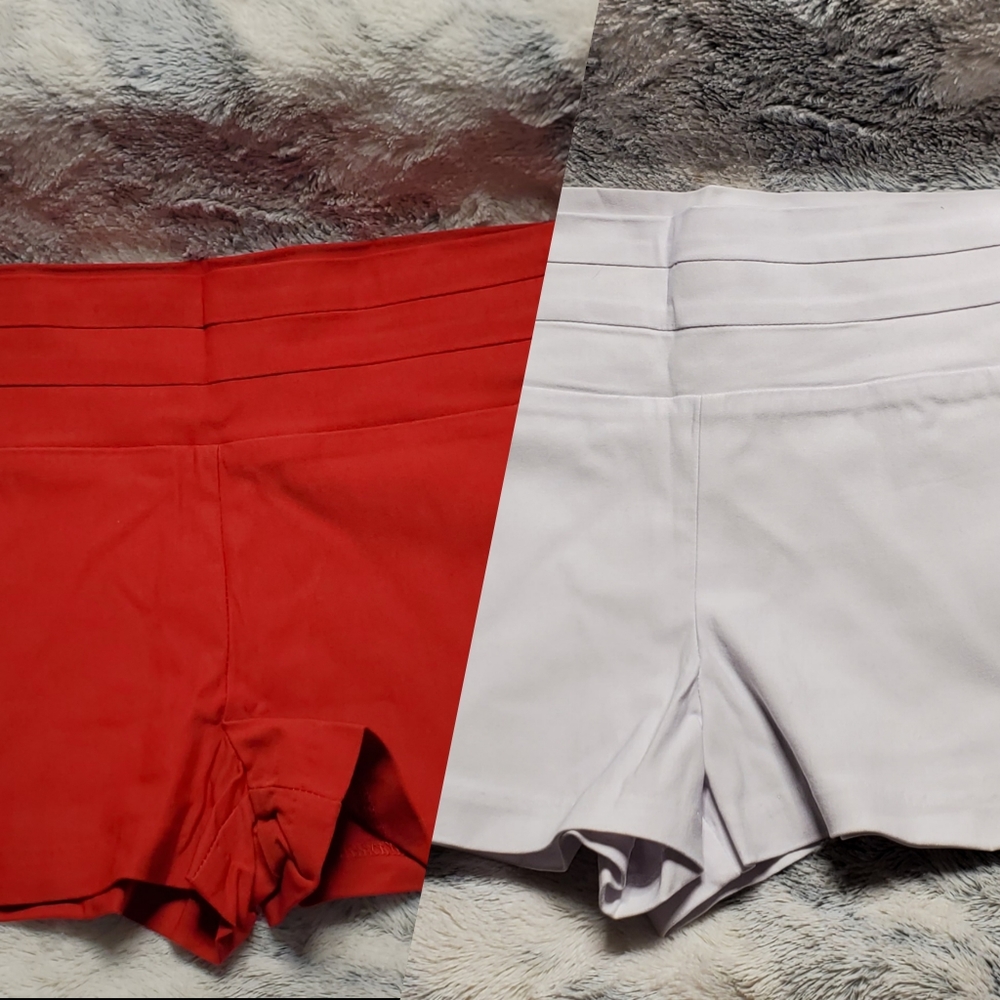 2 pairs of shorts (red and white) size L from Body Central